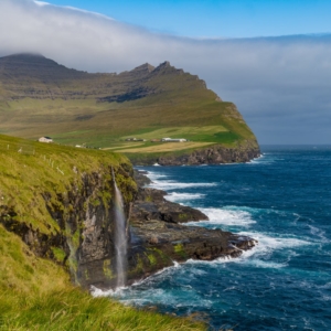 Waterfall view in Faroe Islands