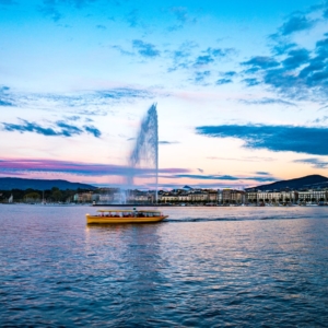 Sunrise in Geneva Jet d'eau